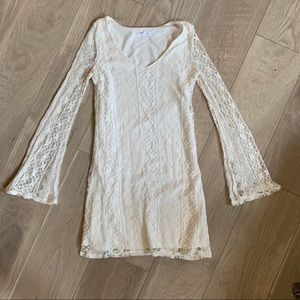 White Socialite bell sleeves mini dress